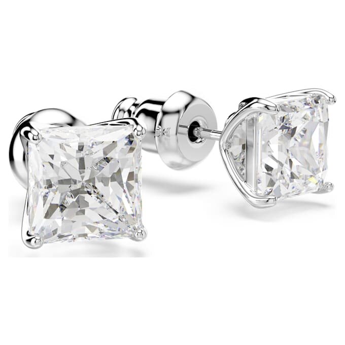 Stilla Attract Stud Earrings Square Cut, White, Rhodium Plated Stilla Attract Stud Earrings Square Cut, White, Rhodium Plated