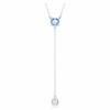 Stilla Attract Y Necklace Round Cut, Blue, Rhodium Plated