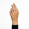 Stilla Cocktail Ring Round Cut, Pavé, White, Silver-Tone Finish Stilla Cocktail Ring Round Cut, Pavé, White, Silver-Tone Finish