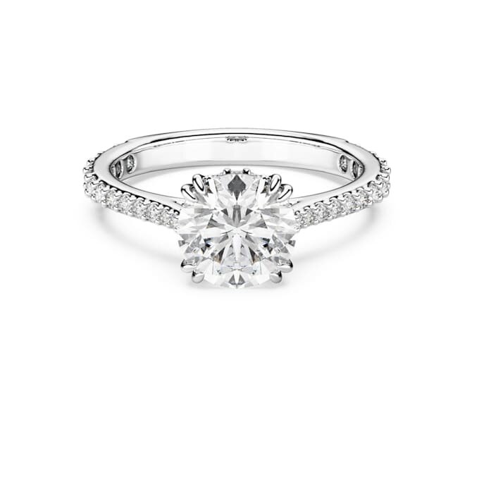 Stilla Cocktail Ring Round Cut, Pavé, White, Silver-Tone Finish Stilla Cocktail Ring Round Cut, Pavé, White, Silver-Tone Finish