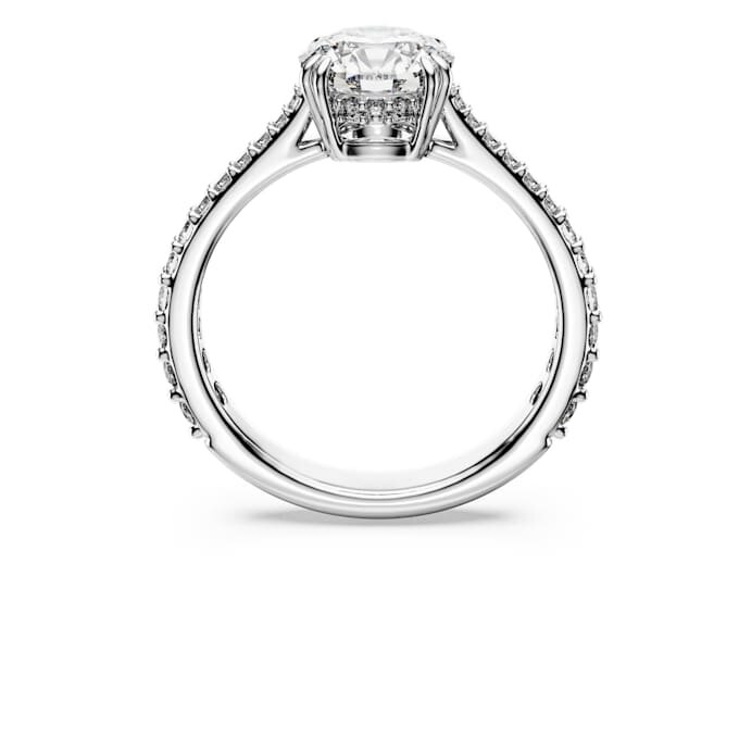 Stilla Cocktail Ring Round Cut, Pavé, White, Silver-Tone Finish Stilla Cocktail Ring Round Cut, Pavé, White, Silver-Tone Finish