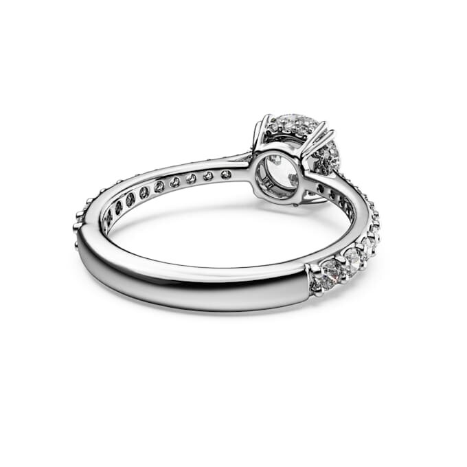 Stilla Cocktail Ring Round Cut, Pavé, White, Silver-Tone Finish Stilla Cocktail Ring Round Cut, Pavé, White, Silver-Tone Finish