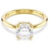 Stilla Cocktail Ring Round Cut, White, Gold-Tone Plated