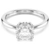 Stilla Cocktail Ring Round Cut, White, Silver-Tone Finish