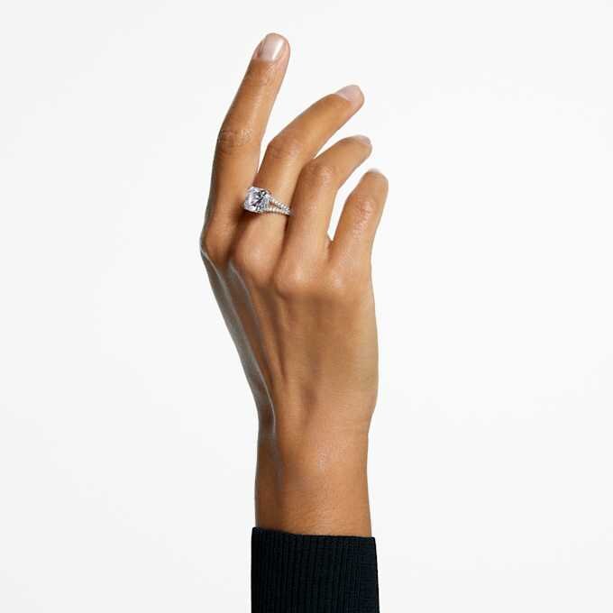 Stilla Cocktail Ring Square Cut, Pavé, White, Rhodium Plated Stilla Cocktail Ring Square Cut, Pavé, White, Rhodium Plated