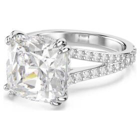 Stilla Cocktail Ring Square Cut, Pavé, White, Rhodium Plated