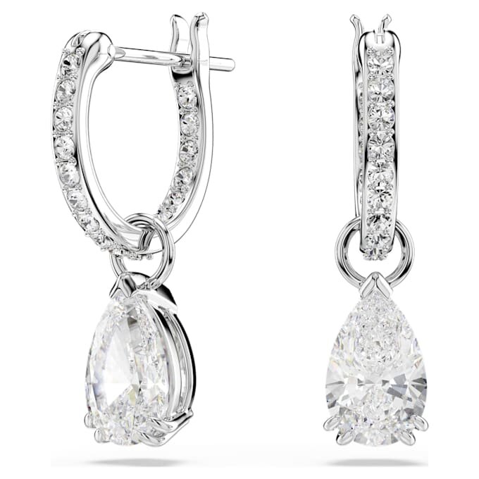 Stilla Drop Earrings Pear Cut, Round Cut, White, Rhodium Plated Stilla Drop Earrings Pear Cut, Round Cut, White, Rhodium Plated