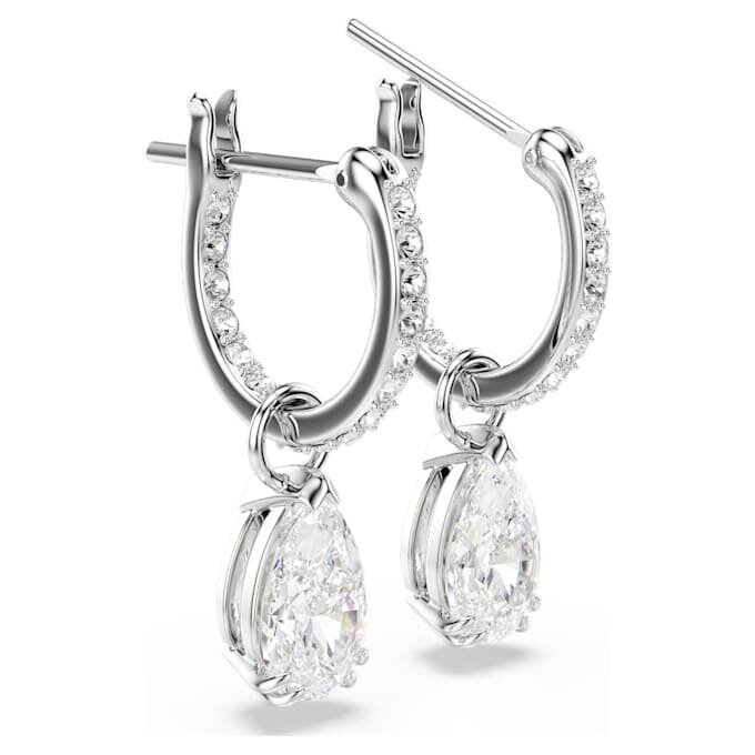 Stilla Drop Earrings Pear Cut, Round Cut, White, Rhodium Plated Stilla Drop Earrings Pear Cut, Round Cut, White, Rhodium Plated