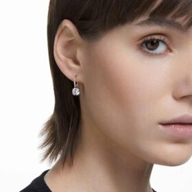 Stilla Drop Earrings Round Cut, White, Gold-Tone Plated Stilla Drop Earrings Round Cut, White, Gold-Tone Plated