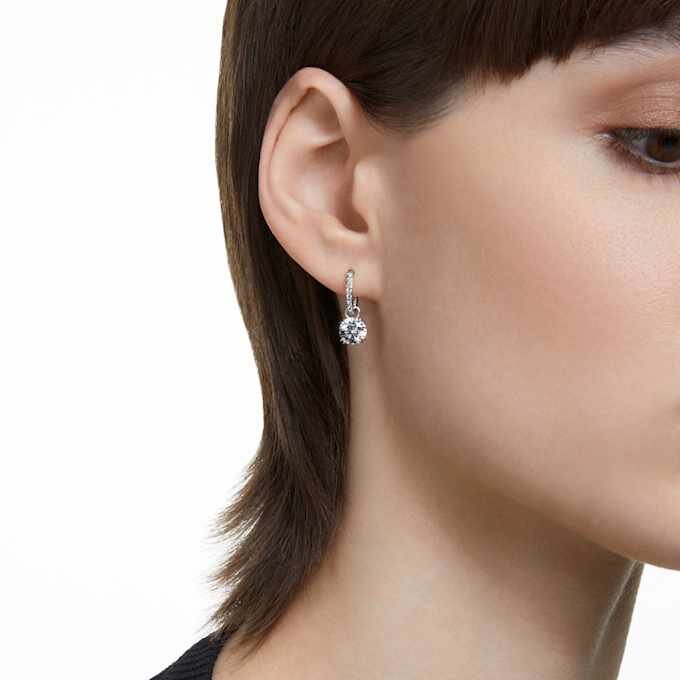 Stilla Drop Earrings Round Cut, White, Rhodium Plated Stilla Drop Earrings Round Cut, White, Rhodium Plated