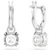 Stilla Drop Earrings Round Cut, White, Rhodium Plated Stilla Drop Earrings Round Cut, White, Rhodium Plated