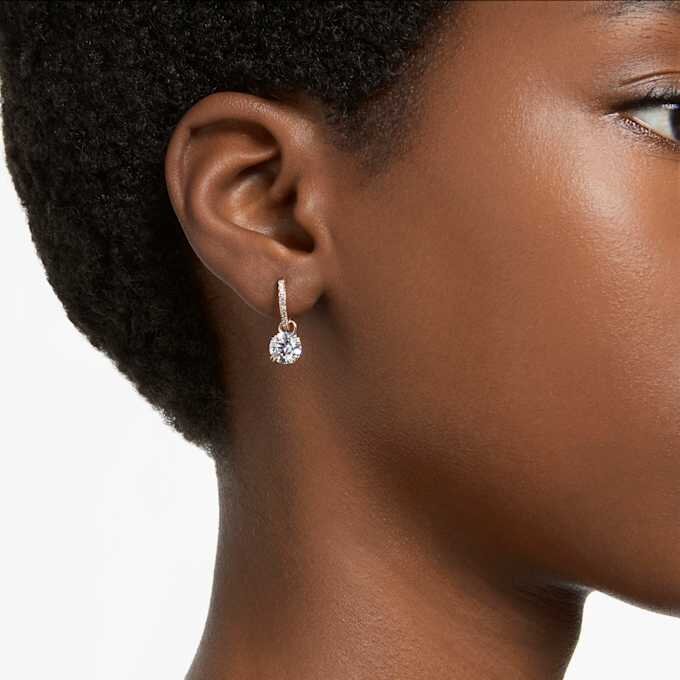 Stilla Drop Earrings Round Cut, White, Rose Gold-Tone Plated Stilla Drop Earrings Round Cut, White, Rose Gold-Tone Plated