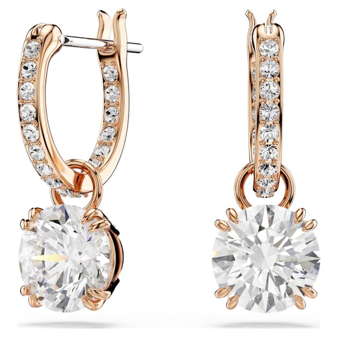 Stilla Drop Earrings Round Cut, White, Rose Gold-Tone Plated Stilla Drop Earrings Round Cut, White, Rose Gold-Tone Plated