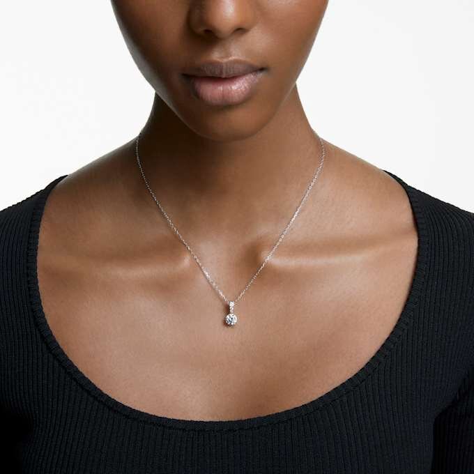 Stilla Pendant Round Cut, White, Rhodium Plated Stilla Pendant Round Cut, White, Rhodium Plated