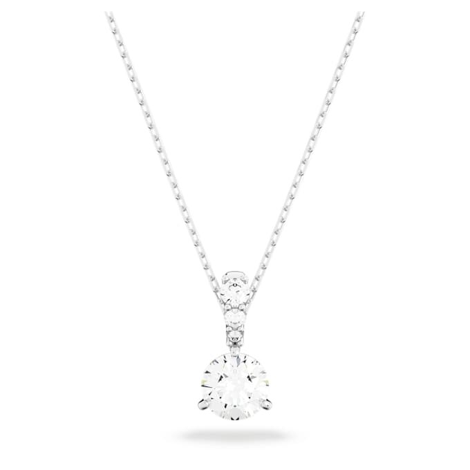 Stilla Pendant Round Cut, White, Rhodium Plated Stilla Pendant Round Cut, White, Rhodium Plated