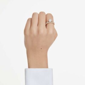 Stilla Ring Set (2), Round Cut, White, Gold-Tone Plated Stilla Ring Set (2), Round Cut, White, Gold-Tone Plated