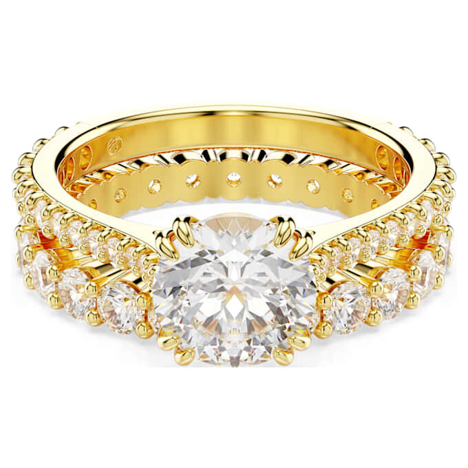 Stilla Ring Set (2), Round Cut, White, Gold-Tone Plated Stilla Ring Set (2), Round Cut, White, Gold-Tone Plated