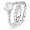 Stilla Ring Set (2), Round Cut, White, Rhodium Plated