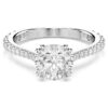 Stilla Ring Set (2), Round Cut, White, Rhodium Plated