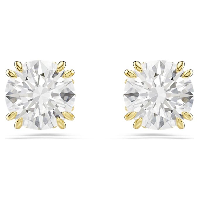 Stilla Stud Earrings Round Cut, White, Gold-Tone Plated Stilla Stud Earrings Round Cut, White, Gold-Tone Plated