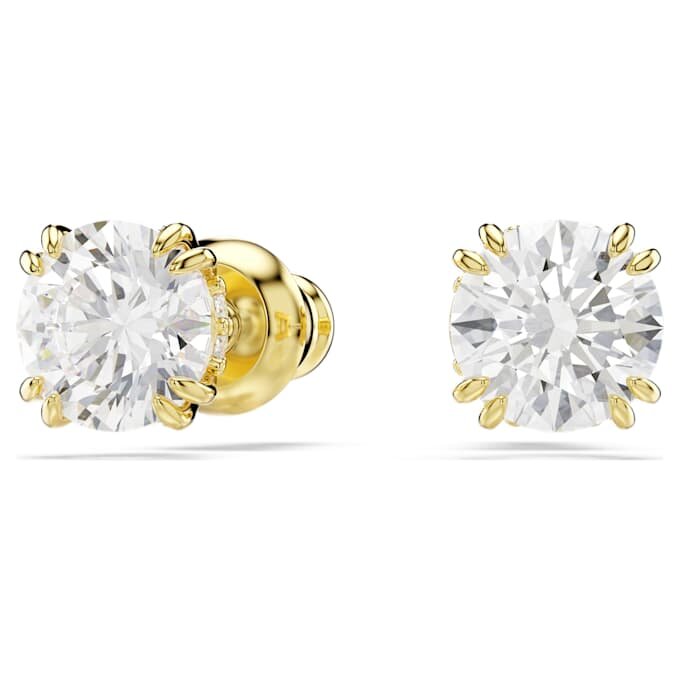 Stilla Stud Earrings Round Cut, White, Gold-Tone Plated Stilla Stud Earrings Round Cut, White, Gold-Tone Plated
