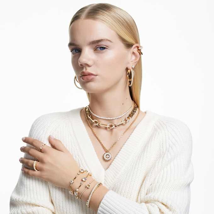 Constella Ring Set (2), Round Cut, White, Gold-Tone Plated Constella Ring Set (2), Round Cut, White, Gold-Tone Plated