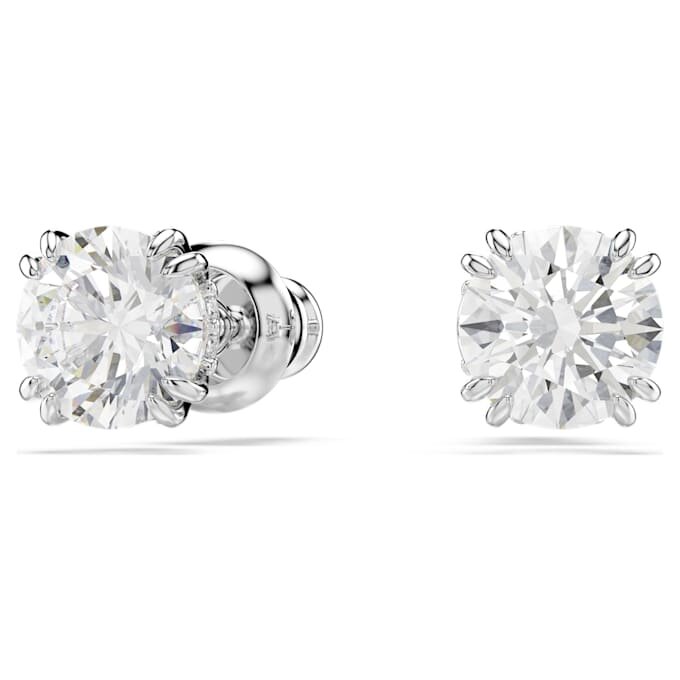 Stilla Stud Earrings Round Cut, White, Rhodium Plated Stilla Stud Earrings Round Cut, White, Rhodium Plated