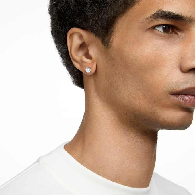 Stilla Stud Earrings Round Cut, White, Rhodium Plated Stilla Stud Earrings Round Cut, White, Rhodium Plated