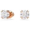 Stilla Stud Earrings Round Cut, White, Rose Gold-Tone Plated