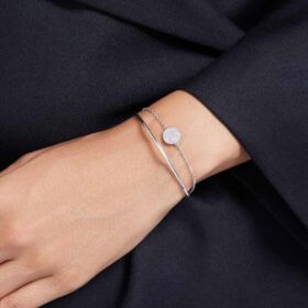 Sublima Bangle White, Rhodium Plated