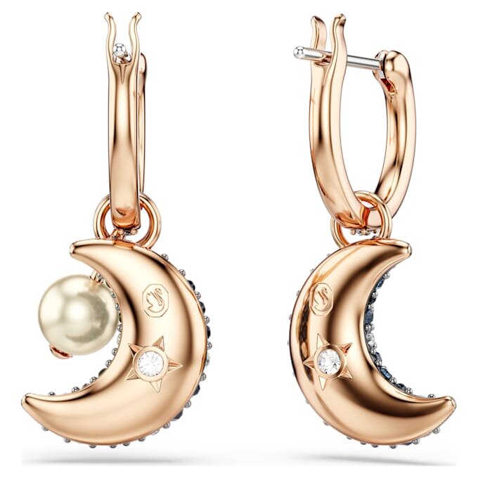 Sublima Drop Earrings Crystal Pearl, Asymmetrical Design, Moon, Multicolored, Rose Gold-Tone Plated Sublima Drop Earrings Crystal Pearl, Asymmetrical Design, Moon, Multicolored, Rose Gold-Tone Plated