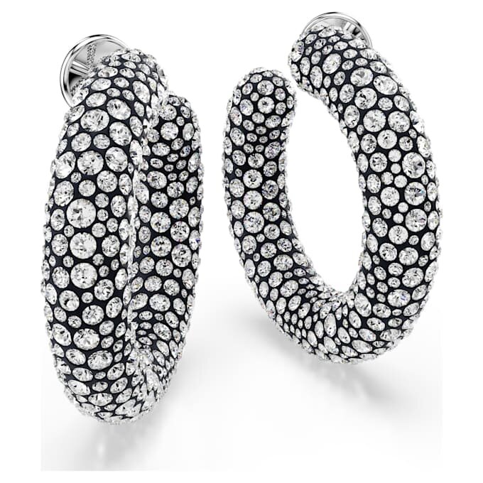 Sublima Hoop Earrings Mixed Round Cuts, White, Rhodium Plated Sublima Hoop Earrings Mixed Round Cuts, White, Rhodium Plated