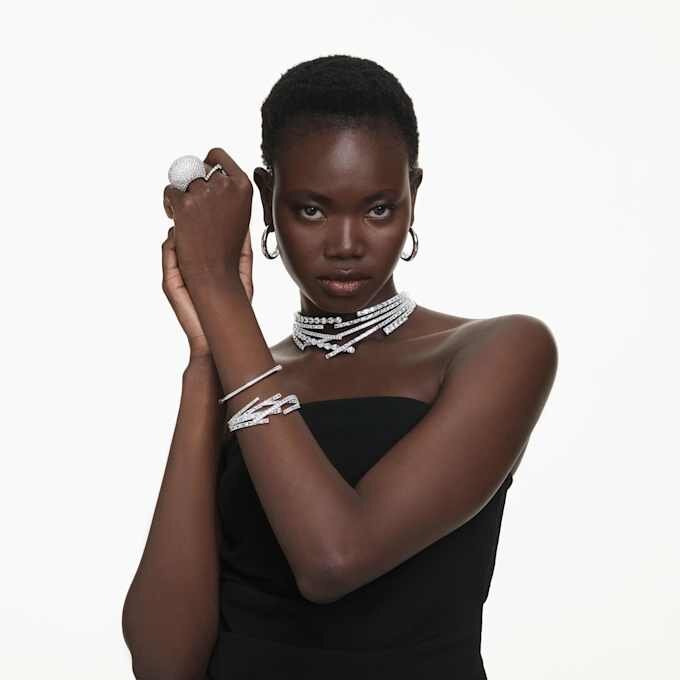 Sublima Open Ring Mixed Cuts, White, Ruthenium Plated Sublima Open Ring Mixed Cuts, White, Ruthenium Plated