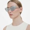 Sunglasses Cat-Eye Shape, Silver Tone Sunglasses Cat-Eye Shape, Silver Tone