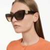 Sunglasses Cat-Eye Shape, Sk6047, Dark Brown