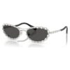 Sunglasses Oval Shape, 2 in 1 Clip-On, Sk7044, Silver Tone