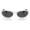 Sunglasses Oval Shape, 2 in 1 Clip-On, Sk7044, Silver Tone