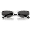 Sunglasses Oval Shape, 2 in 1 Clip-On, Sk7044, Silver Tone