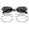 Sunglasses Oval Shape, 2 in 1 Clip-On, Sk7044, Silver Tone