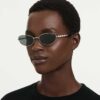 Sunglasses Oval Shape, 2 in 1 Clip-On, Sk7044, Silver Tone
