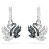 Swan Drop Earrings Swan, Black, Mixed Metal Finish Swan Drop Earrings Swan, Black, Mixed Metal Finish