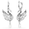 Swan Earrings Swan, White, Rhodium Plated Swan Earrings Swan, White, Rhodium Plated