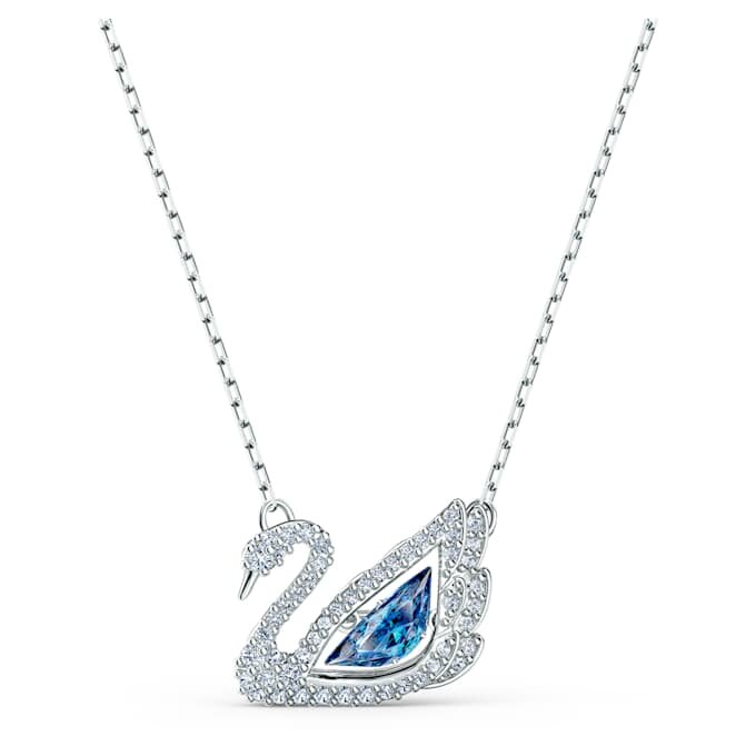 Swan Necklace Dancing Swan, Blue, Rhodium Plated Swan Necklace Dancing Swan, Blue, Rhodium Plated