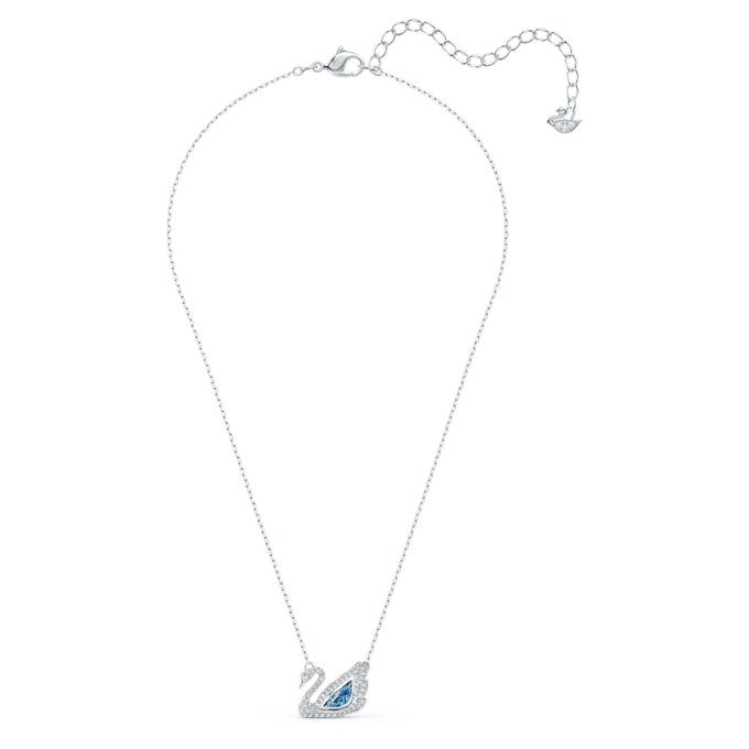 Swan Necklace Dancing Swan, Blue, Rhodium Plated Swan Necklace Dancing Swan, Blue, Rhodium Plated