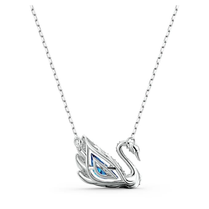 Swan Necklace Dancing Swan, Blue, Rhodium Plated Swan Necklace Dancing Swan, Blue, Rhodium Plated