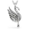 Swan Pendant and Brooch Swan, White, Ruthenium Plated