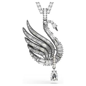 Swan Pendant and Brooch Swan, White, Ruthenium Plated Swan Pendant and Brooch Swan, White, Ruthenium Plated