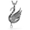 Swan Pendant and Brooch Swan, White, Ruthenium Plated