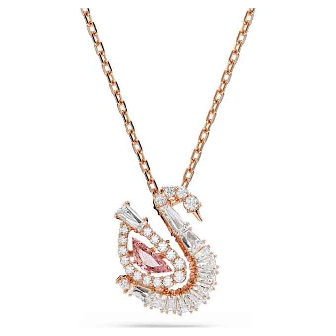 Swan Pendant Mixed Cuts, Swan, Pink Swan Pendant Mixed Cuts, Swan, Pink