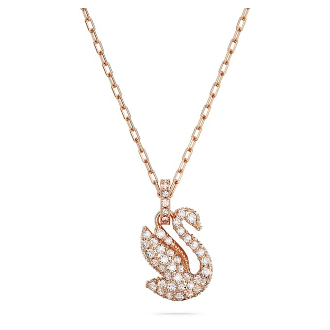 Swan Pendant Swan, Small, White, Rose Gold-Tone Plated Swan Pendant Swan, Small, White, Rose Gold-Tone Plated
